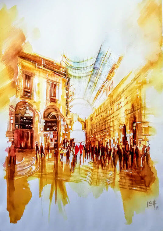 Milano, passeggiando in Galleria (70x50)
