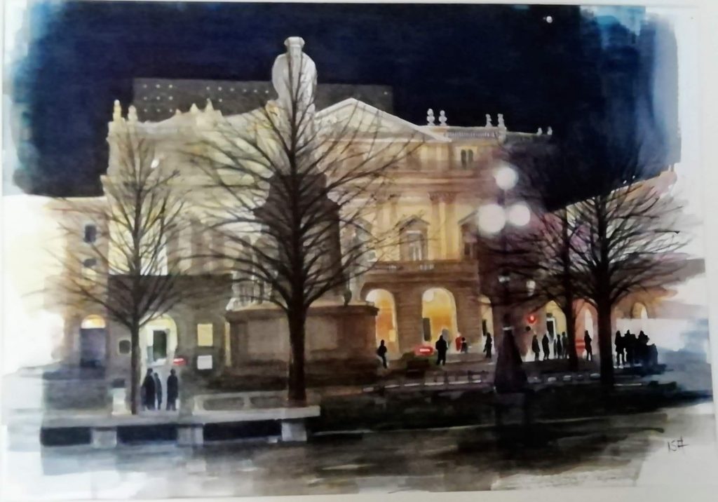 Una sera in piazza della Scala (50x70)